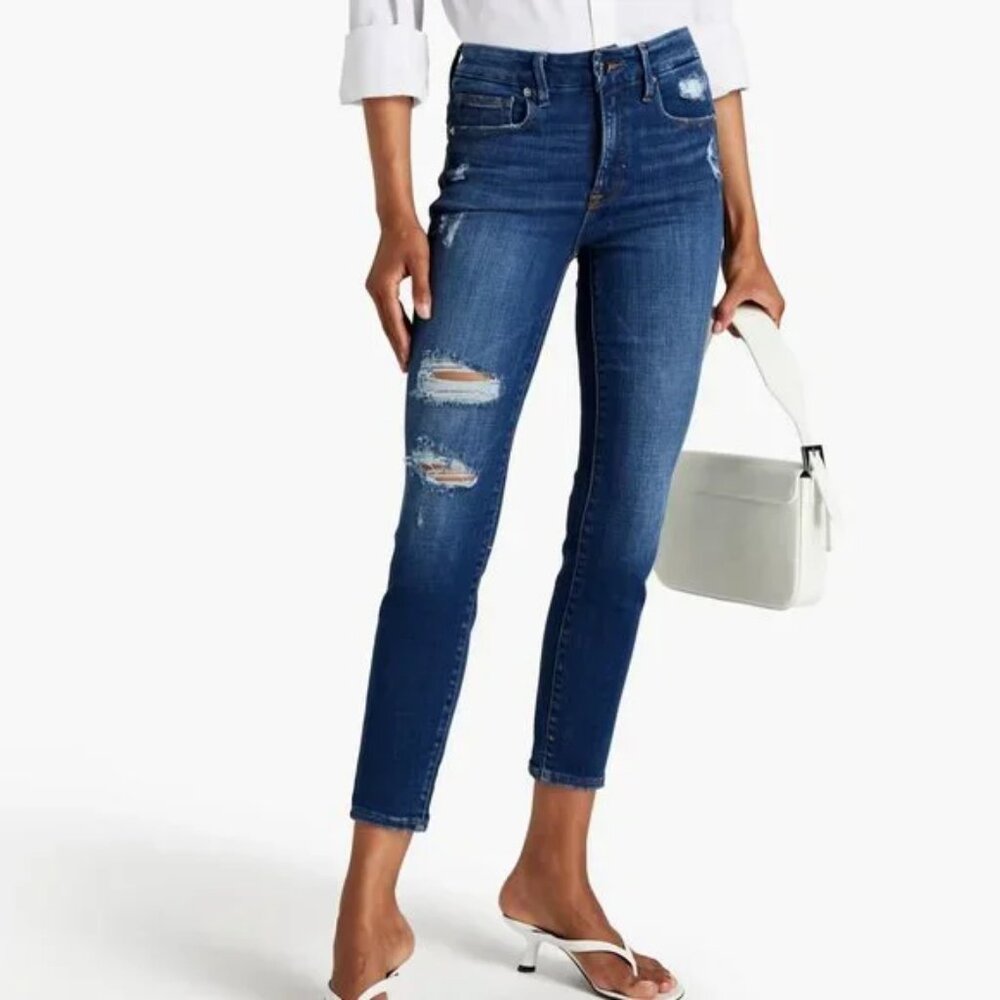Good American "Good Legs" distressed High Rise skinny Jeans